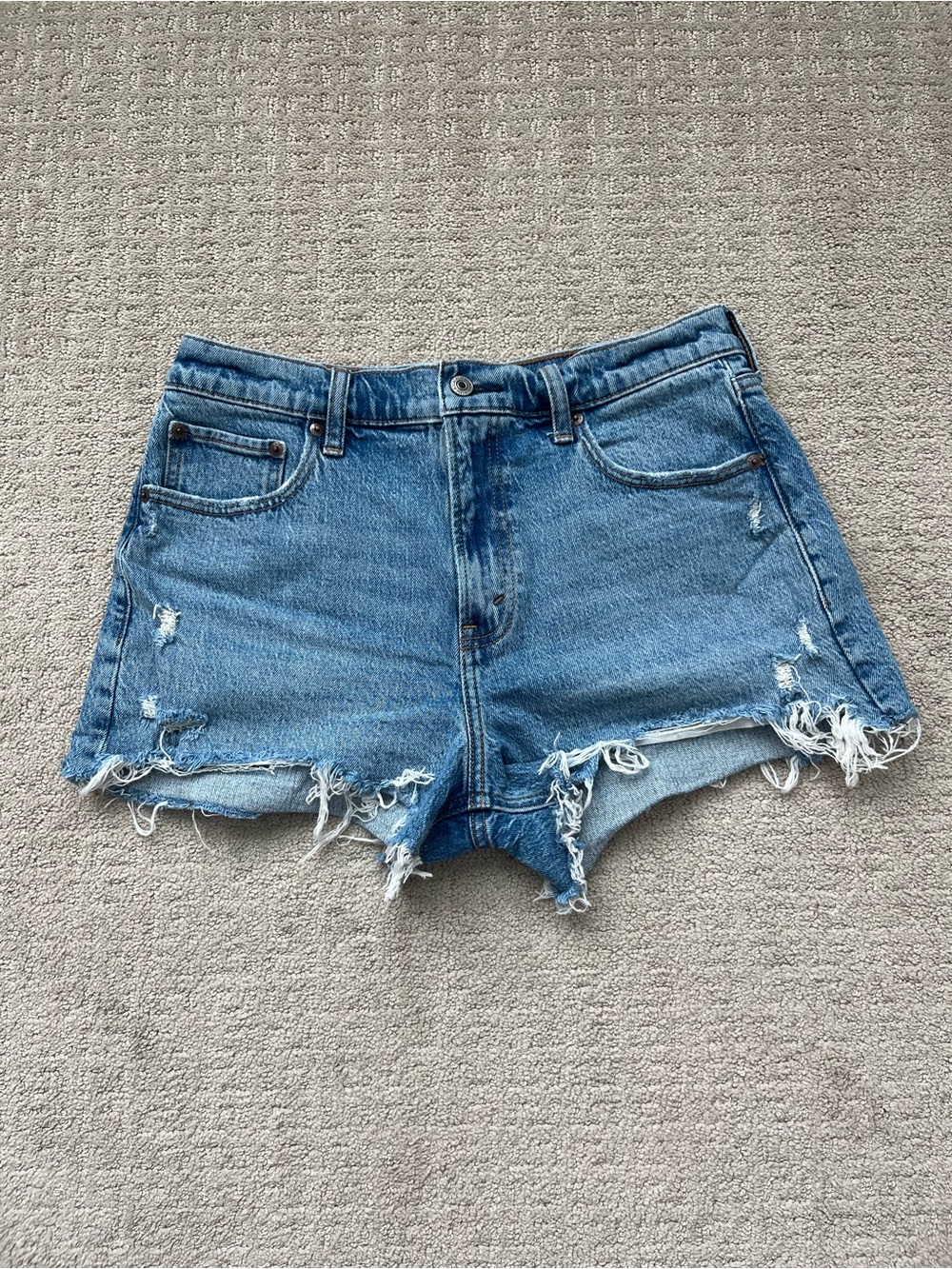 Abercrombie & Fitch Distressed Cutoff Jean Shorts - Blue